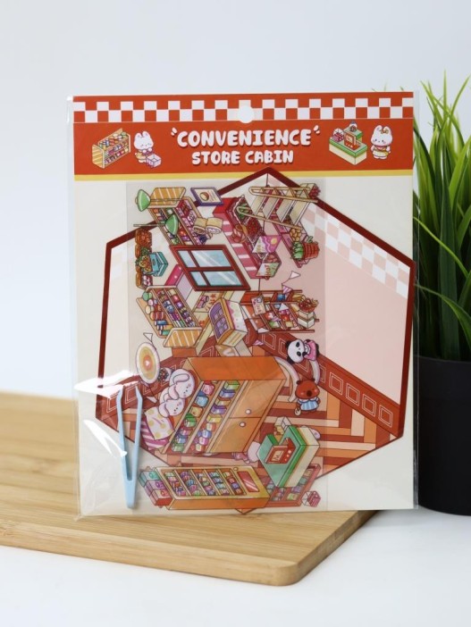 Наклейки+пинцет для творчества румбокс "Магазин еды", оранжевые (16*20 см) 