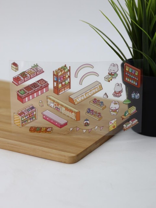 Наклейки+пинцет для творчества румбокс "Магазин еды", оранжевые (16*20 см) 