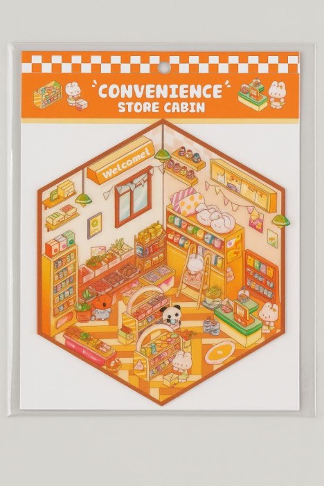 Наклейки+пинцет для творчества румбокс "Магазин еды", оранжевые (16*20 см) 