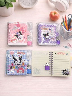 Блокнот А7 "Kuromi-2", замочек, спираль, линейка, 60 , mix (11,3*9 см)