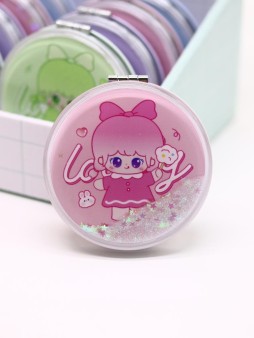 Зеркало шейкер раскладное "little girl", розовое, 7*7 см