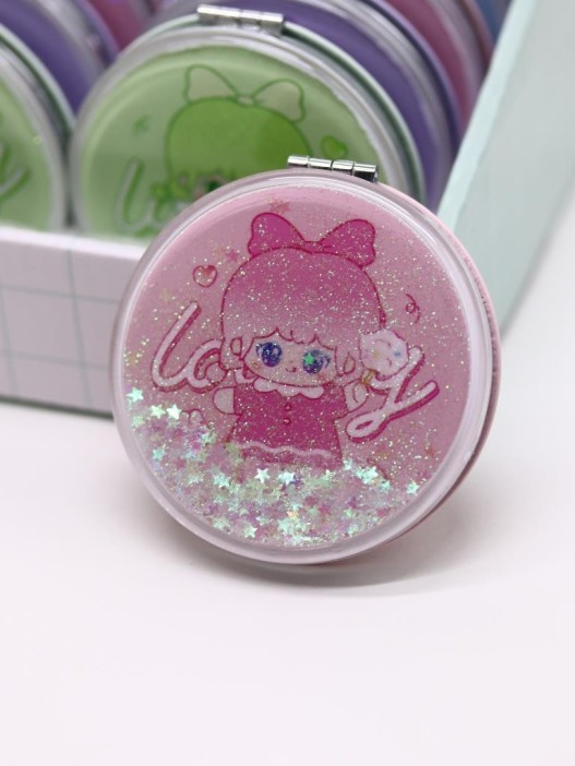 Зеркало шейкер раскладное &quot;little girl&quot;, розовое, 7*7 см 