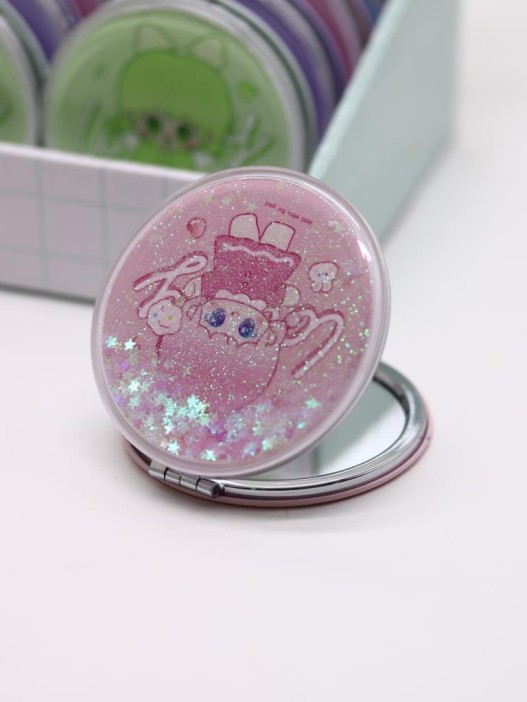 Зеркало шейкер раскладное &quot;little girl&quot;, розовое, 7*7 см 