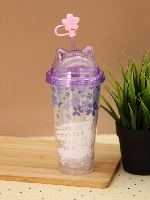 Тамблер iLikeGift "Flowers are dark", purple (380 мл) 