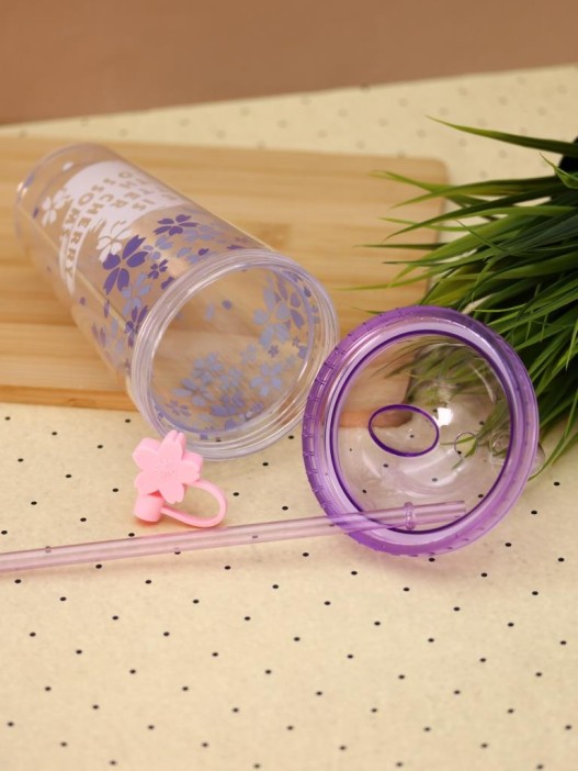 Тамблер iLikeGift "Flowers are dark", purple (380 мл) 