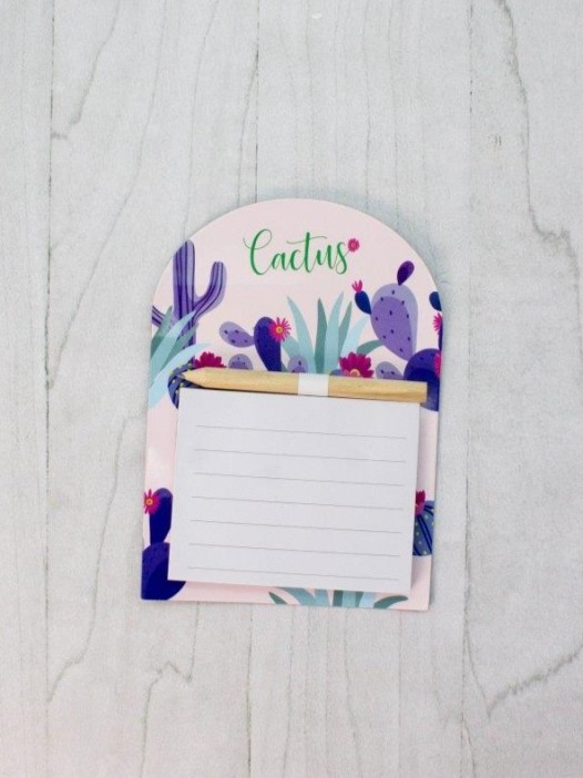 Магнитный блок для записей с карандашом «Cactus», purple, 10х14 см 
