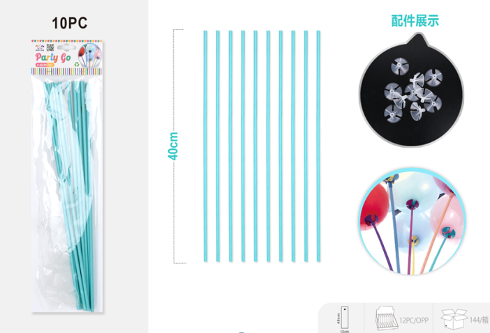 Трубочка+зажим для шаров 10 шт. &quot;Holiday retainer&quot;, blue (40 см) 