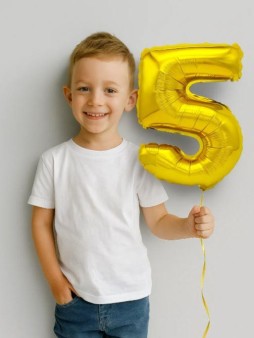 Шар фольгированный "Milestone moments" цифра 5, золото (40 см)