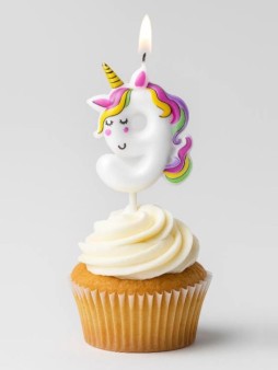 Свеча для торта "Unicorn" цифра 9, (6 см)