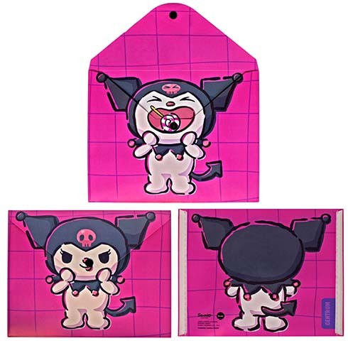 Папка-конверт на кнопке А5 &quot;Куроми с леденцом&quot;, пластик, 180 мкм, двусторонняя печать 