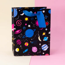 Подарочный пакет (S) "Universe planet", black