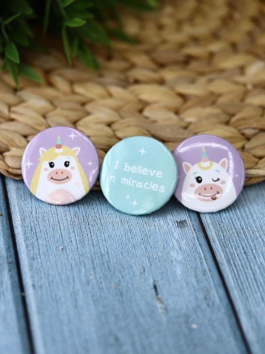 Набор значков 3 шт. iLikeGift &quot;Unicorn believe miracles&quot; 