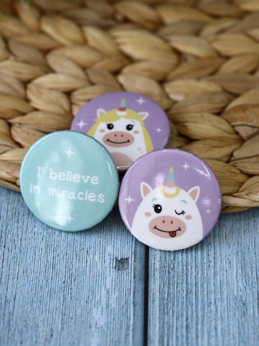 Набор значков 3 шт. iLikeGift &quot;Unicorn believe miracles&quot; 