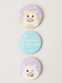 Набор значков 3 шт. iLikeGift &quot;Unicorn believe miracles&quot;