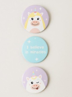 Набор значков 3 шт. iLikeGift "Unicorn believe miracles"