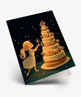 Набор двойных мини открыток 10 шт. &quot;Девочка и торт&quot;, 6.5*8см