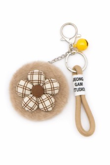 Плюшевое раскладное зеркало с брелоком "Daisy plaid", коричневое (7.5*7.5 см)