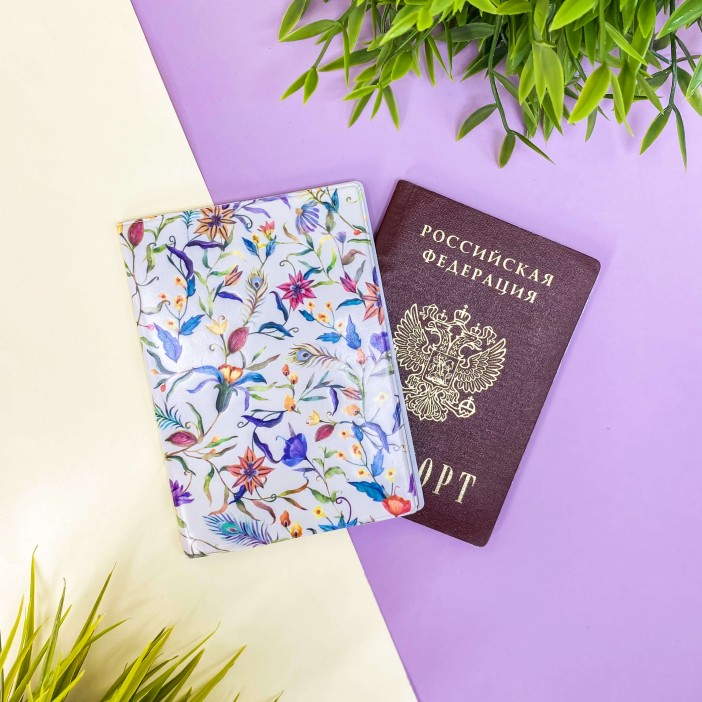 ОБЛОЖКА ДЛЯ ПАСПОРТА &quot;Colorful flowers&quot;, плотность 600 мкм 