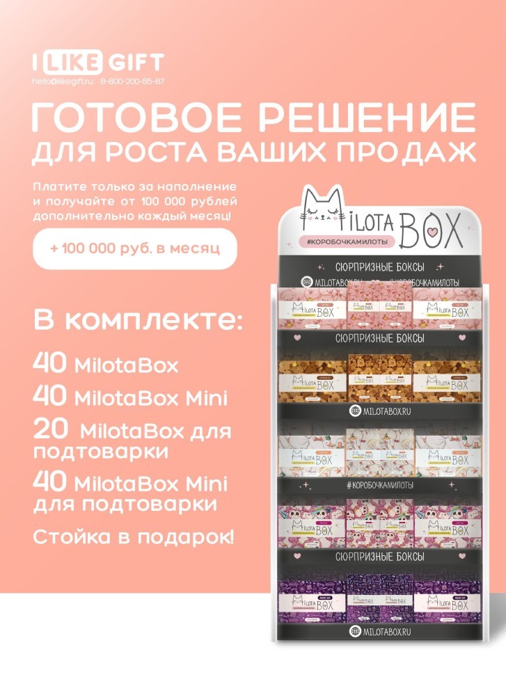 Стойка MiLOTA BOX + комплект боксов ХИТ (60 + mini 80 шт)