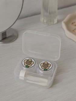 Контейнер для линз "Flower bear", white