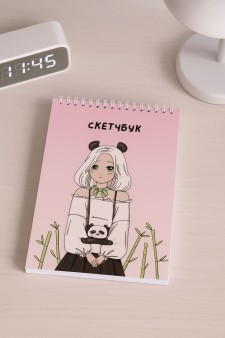 Скетчбук DRAW ME! Аниме «Девушка с пандой», 14х20 см, плотность 100 гр