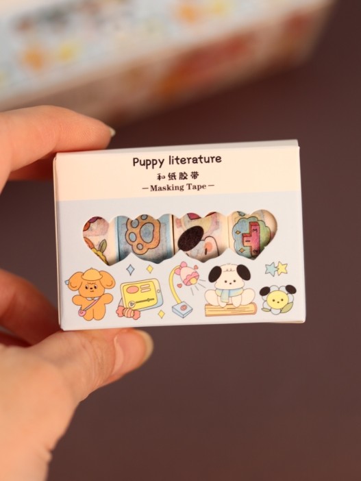 Набор декоративного скотча 4 шт. &quot;Puppy literature&quot;, blue (1.5см*2м) 