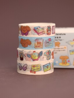 Набор декоративного скотча 4 шт. "Puppy literature", blue (1.5см*2м)