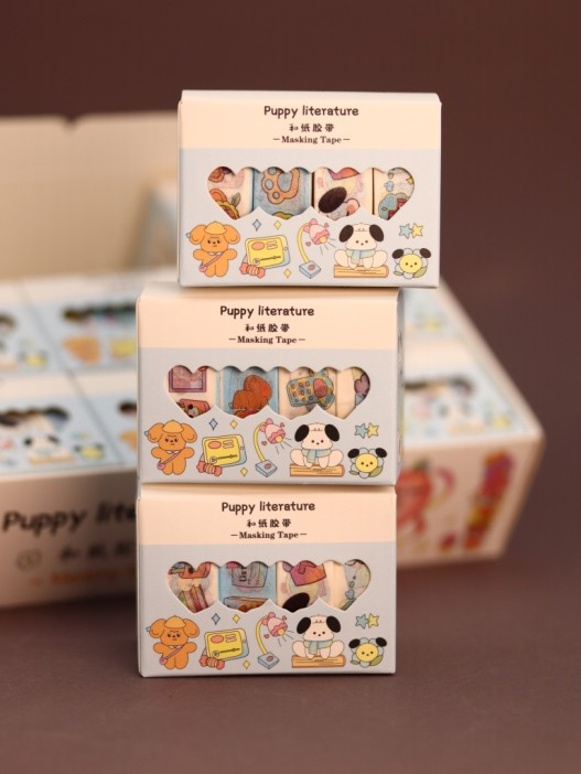 Набор декоративного скотча 4 шт. &quot;Puppy literature&quot;, blue (1.5см*2м) 