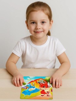 Набор пазлы "Зверята", 3шт, 14*14см