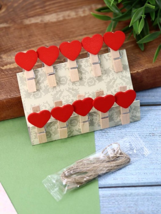 Прищепки ПО ПЛАНУ. &quot;Hearts&quot;, red 