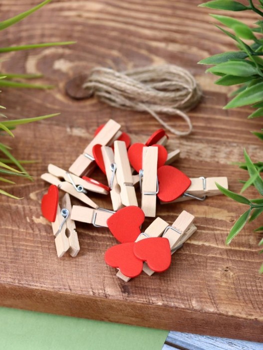 Прищепки ПО ПЛАНУ. &quot;Hearts&quot;, red 