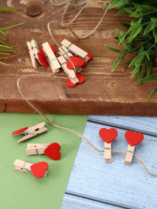 Прищепки ПО ПЛАНУ. &quot;Hearts&quot;, red 