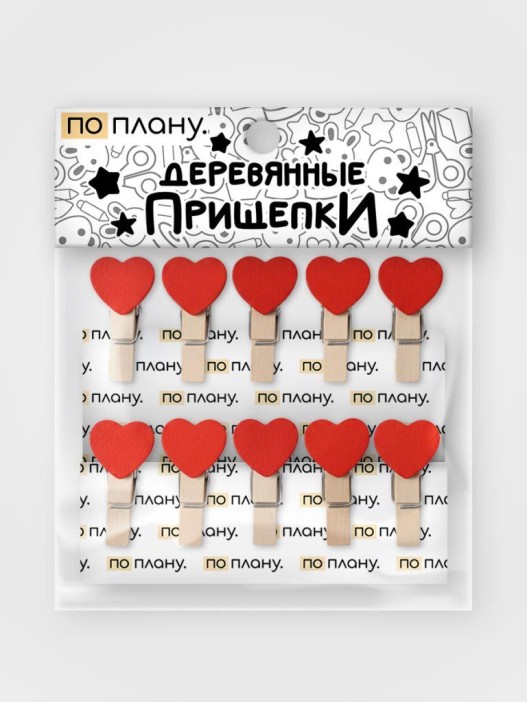Прищепки ПО ПЛАНУ. &quot;Hearts&quot;, red 
