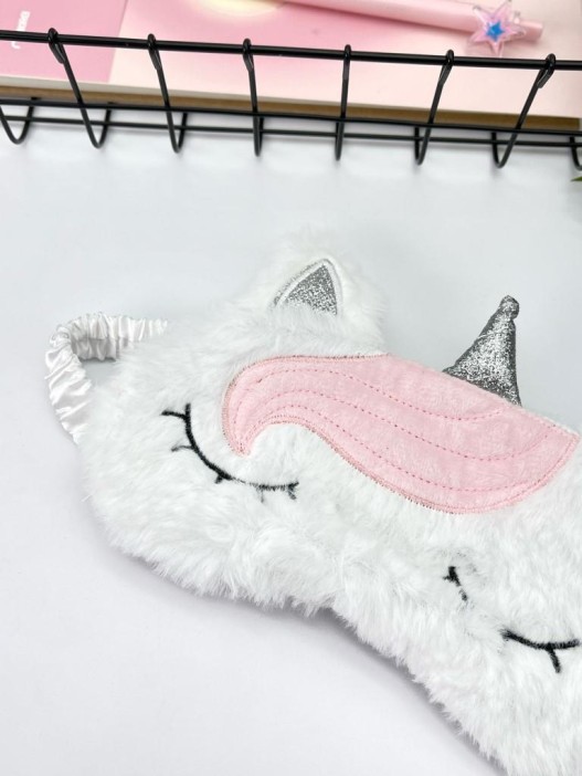 Маска для сна "Unicorn pink bangs", white 