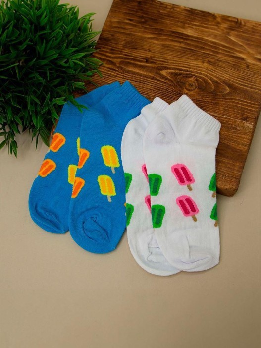 Носки женские "Ice cream Blue and White", р.35-40, 2 пары 