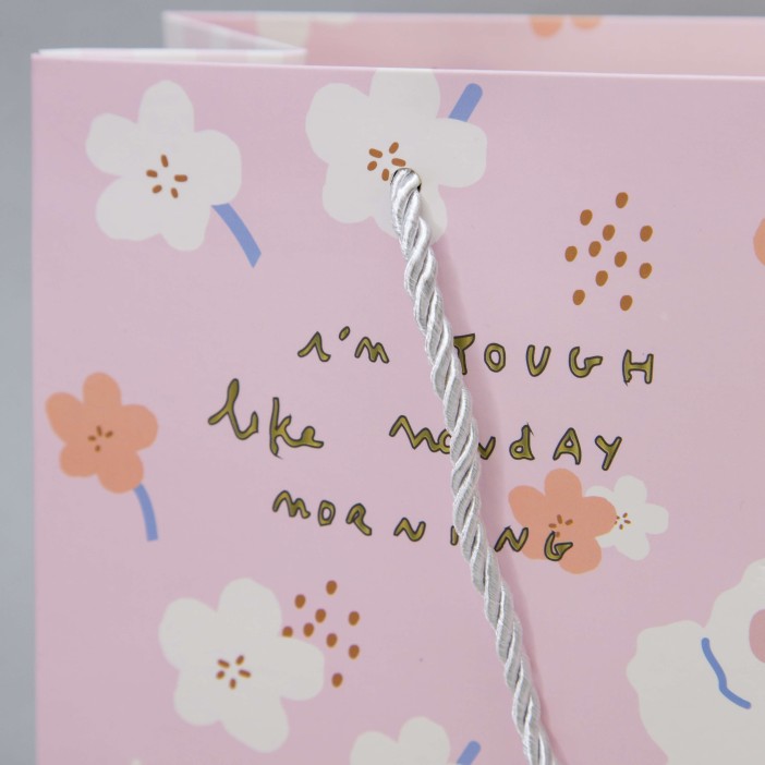 Пакет подарочный (S) "Hare sits flowers", pink (24.5*20*9.5) 