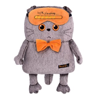 Мягкая игрушка &quot;Кот-подушка в маске для сна&quot; (32 см)