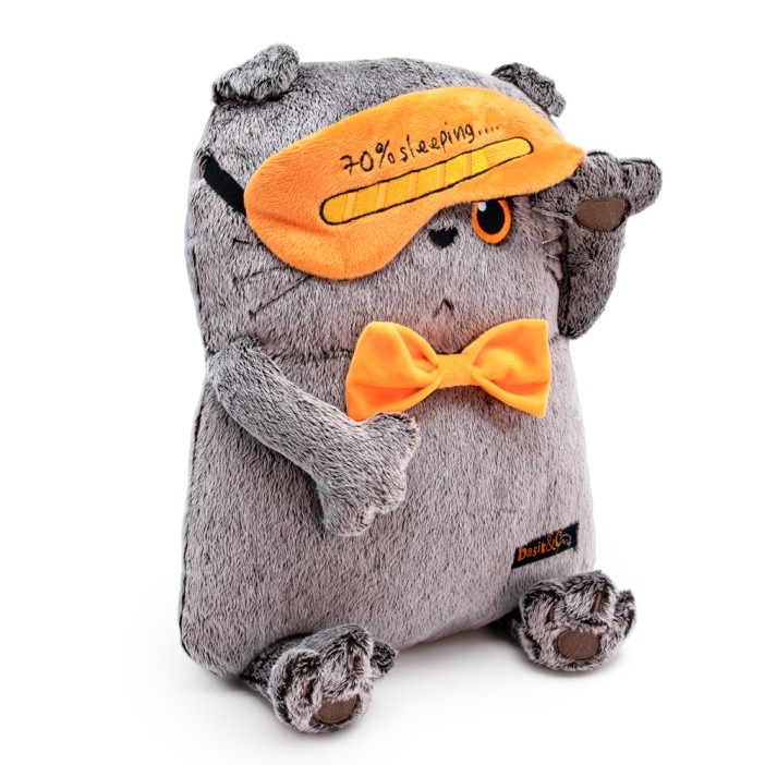 Мягкая игрушка &quot;Кот-подушка в маске для сна&quot; (32 см) 