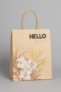 Пакет подарочный «Leaves&amp;flowers», beige (26*32*12)