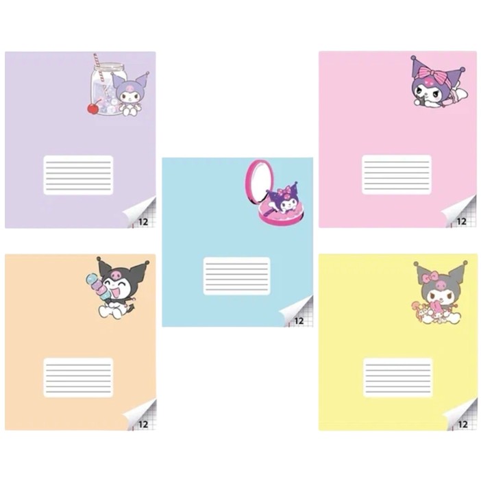 Тетрадь А5 &quot;Куроми&quot;, 12 л, клетка, обложка 190 г/м2 mix 