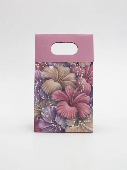 Пакет подарочный «Delicate flowers», pink (12*20*6) 