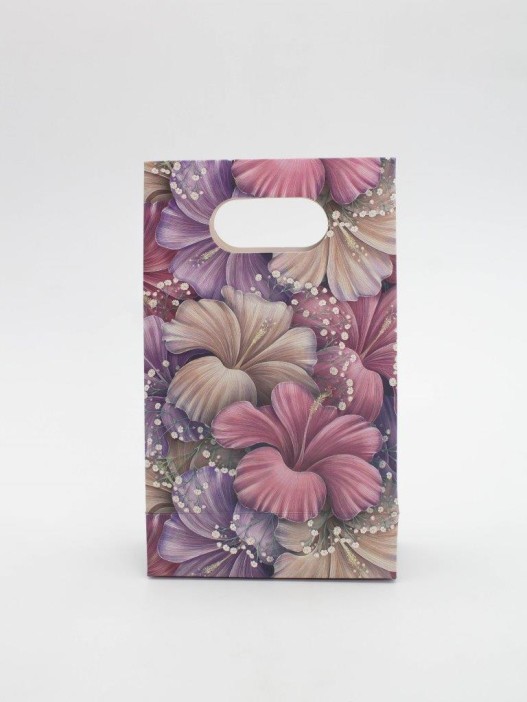 Пакет подарочный «Delicate flowers», pink (12*20*6) 