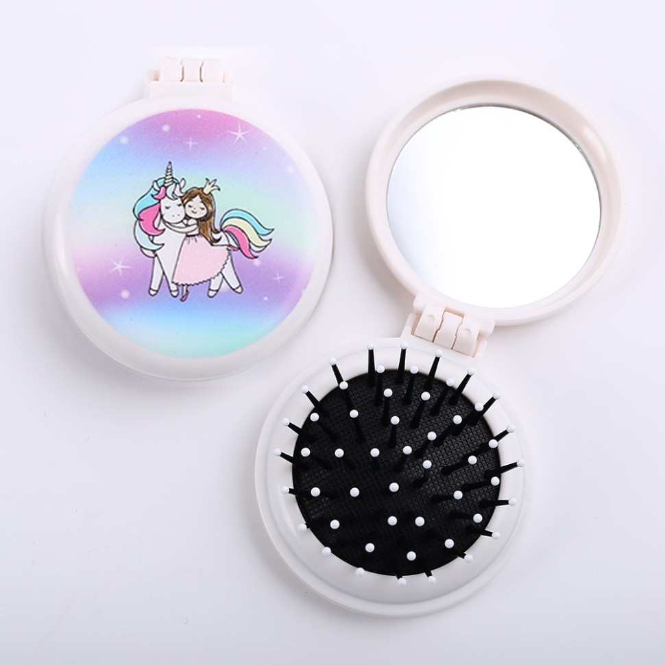 Расческа раскладная с зеркалом GIRLY, микс (14*6,5 см)