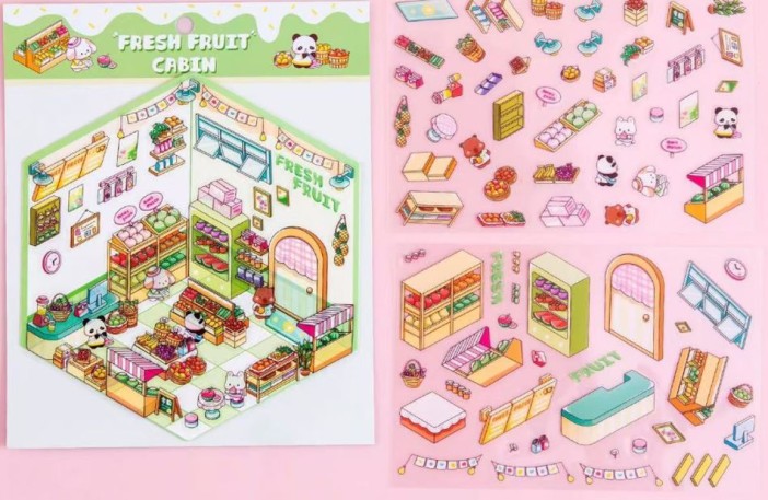 Наклейки+пинцет для творчества румбокс &quot;Овощной магазин&quot;, зеленые (16*20 см) 