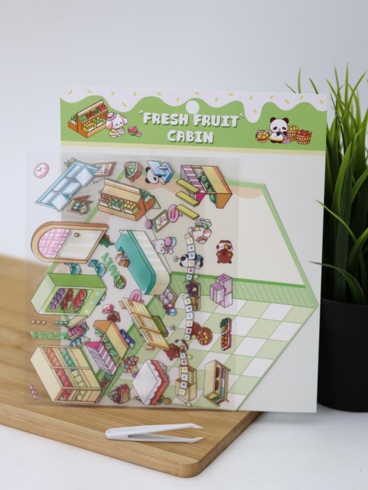 Наклейки+пинцет для творчества румбокс &quot;Овощной магазин&quot;, зеленые (16*20 см) 