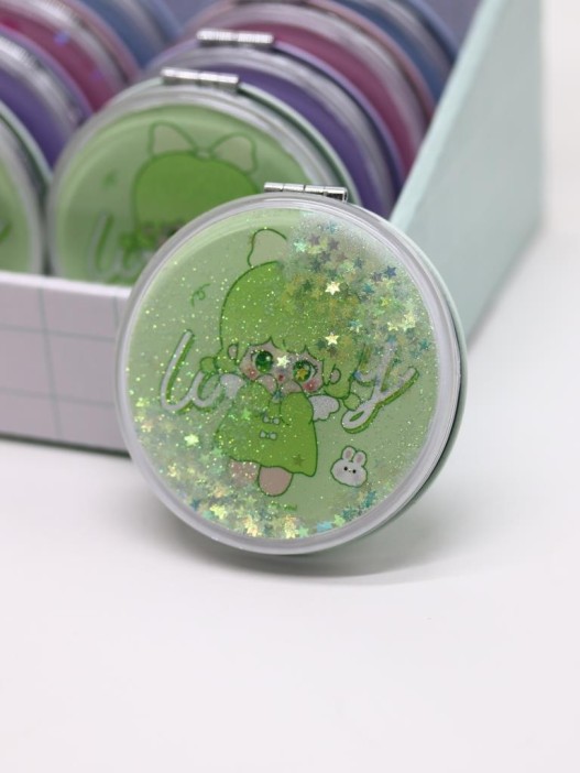 Зеркало шейкер раскладное &quot;little girl&quot;, зеленое, 7*7 см 