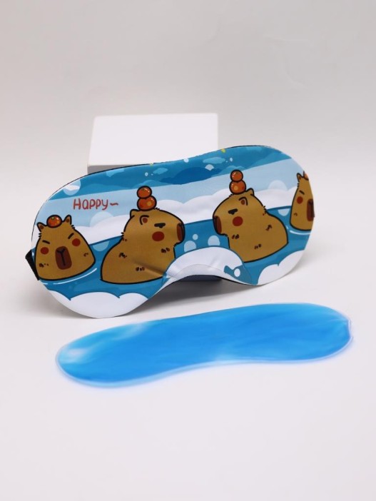 Маска для сна гелевая "Capybara routine", blue 