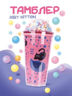 Тамблер iLikeGift "Airy kitten", pink (450 мл)