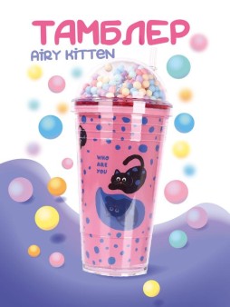 Тамблер iLikeGift "Airy kitten", pink (450 мл)