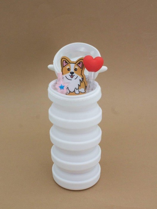 Пенал растущий силиконовый &quot;Лама&quot;  22*12*9 см белый 